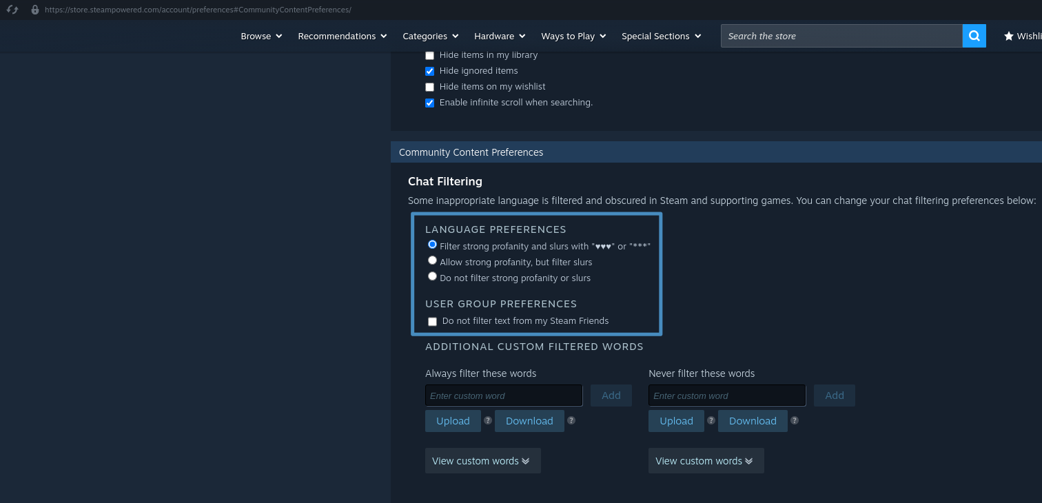 Enable Chat Filtering