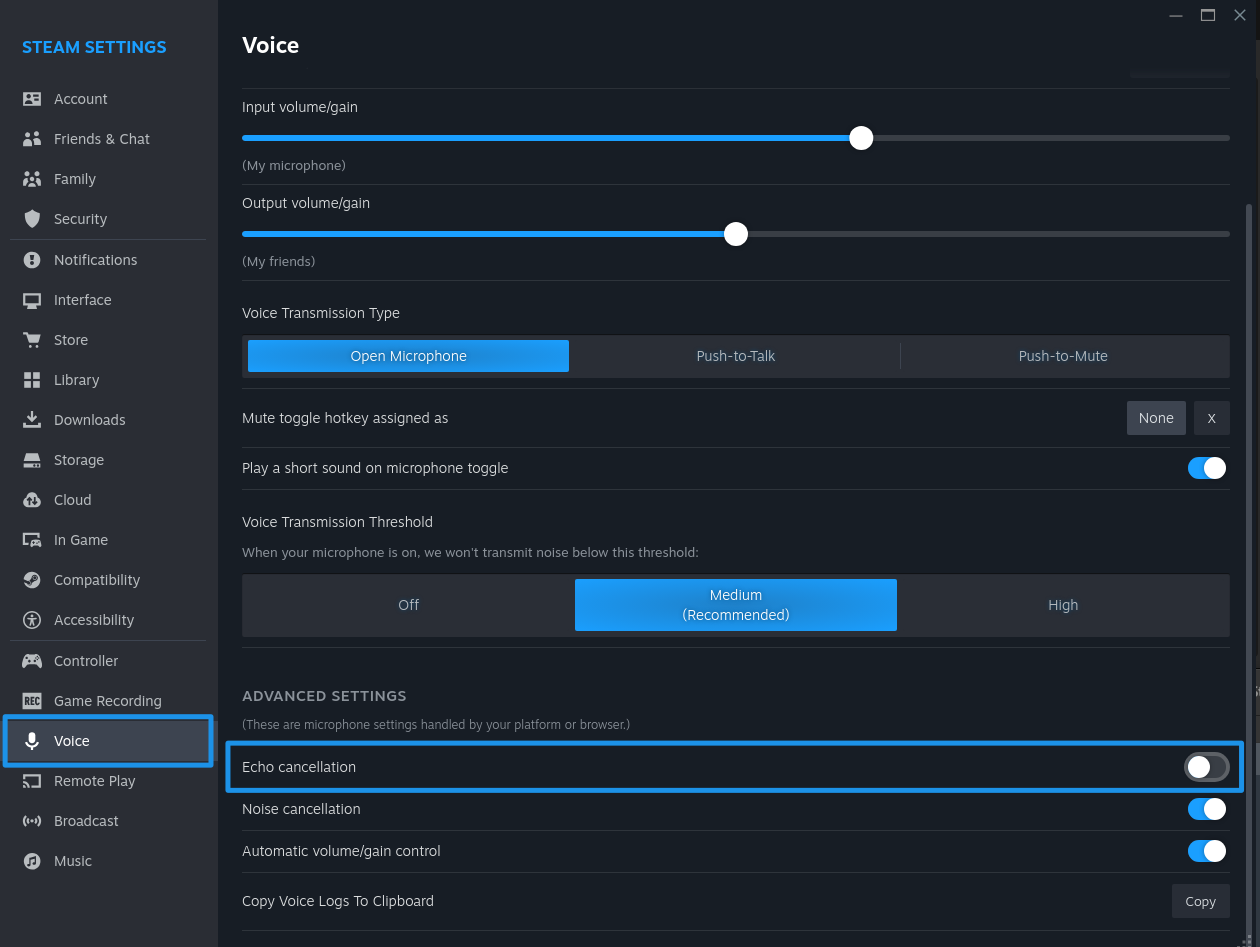 Disable Echo Cancellation